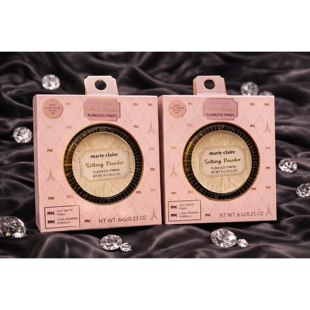 🌺2pk MARIE CLAIRE FLAWLESS BLUR MATTE FINISH 24H MAKEUP SETTING PRESSED POWDER